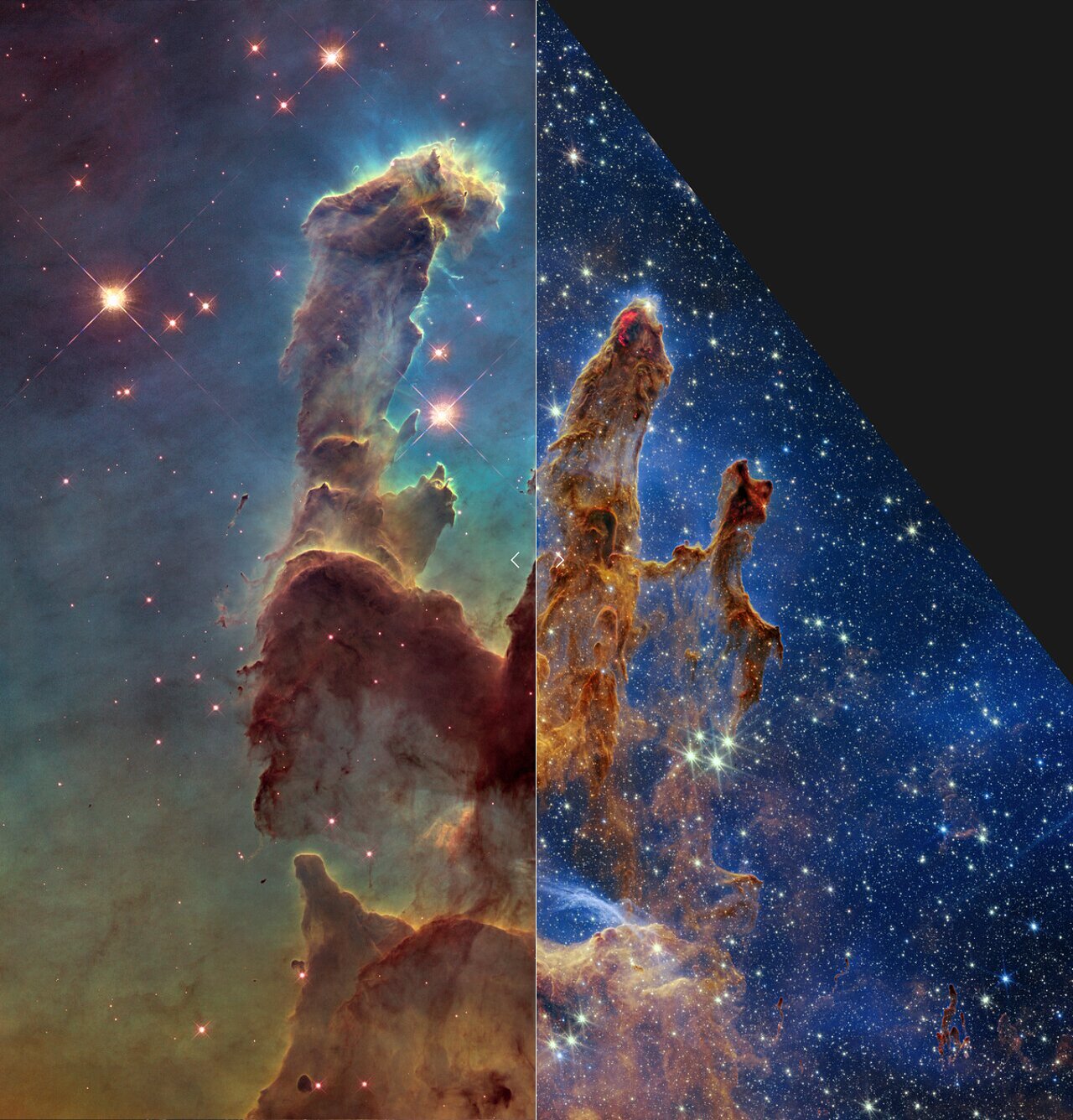 Beperking Geven Verleiding Hubble and Webb Showcase the Pillars of Creation (Slider Tool) | ESA/Webb