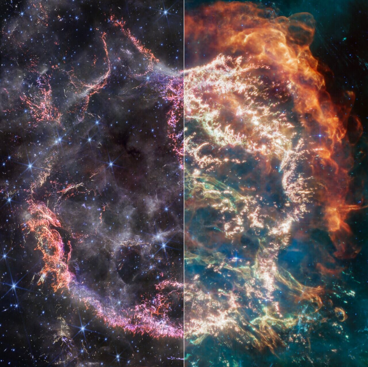 Cas A (NIRCam And MIRI Comparison) | ESA/Webb