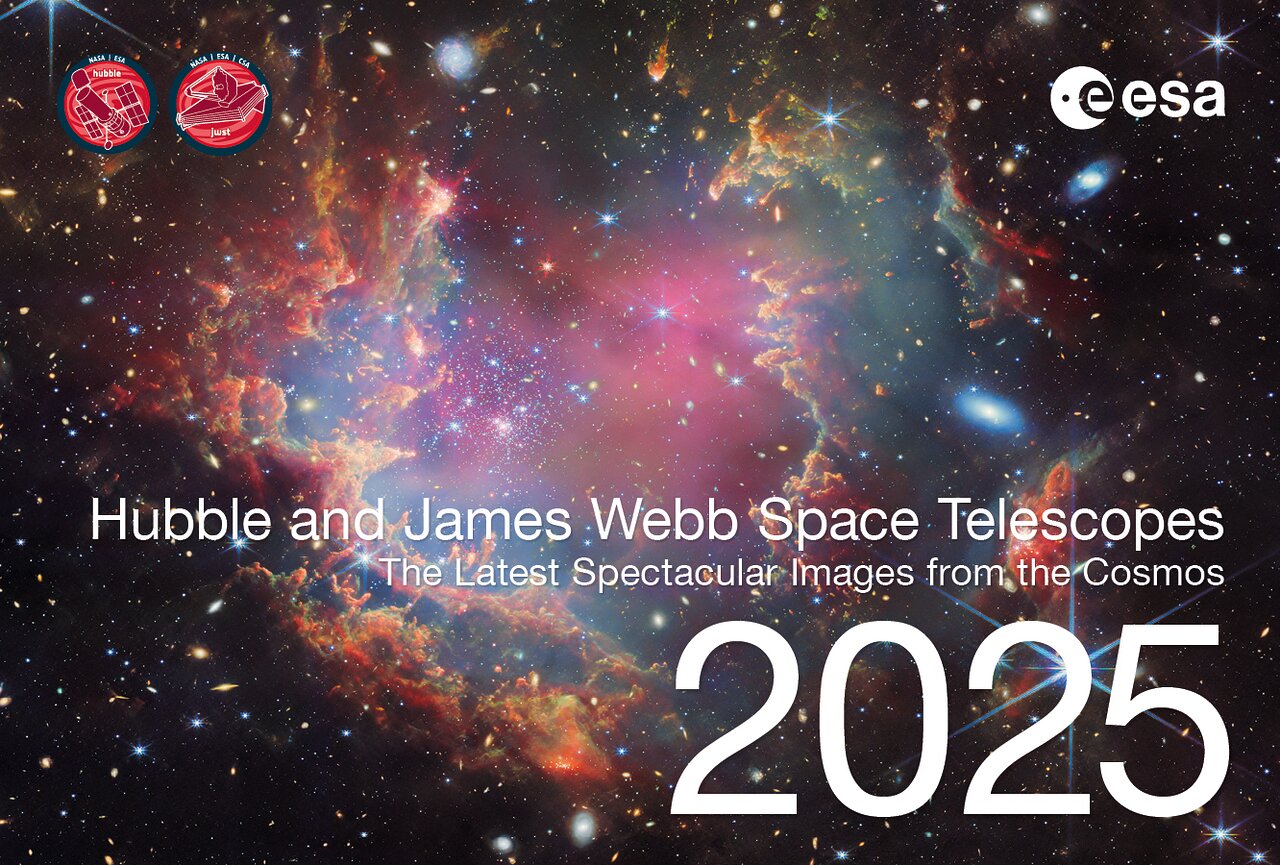 Cover page of the 2025 ESA/Hubble and ESA/Webb calendar