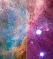Hubble and Webb showcase part of the Orion Nebula