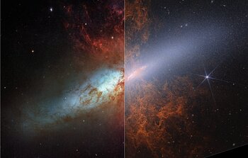 Slider Tool: Hubble and Webb's views of M82