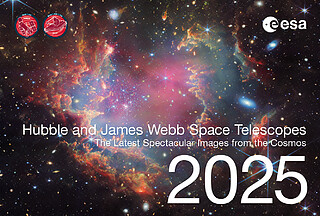 Cover page of the 2025 ESA/Hubble and ESA/Webb calendar