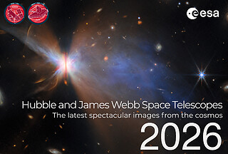 Cover page of the 2026 ESA/Hubble and ESA/Webb calendar