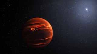 Exoplanet VHS 1256 b and its stars (illustration)
