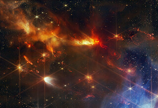 Serpens Nebula North – aligned outflows crop (NIRCam image)