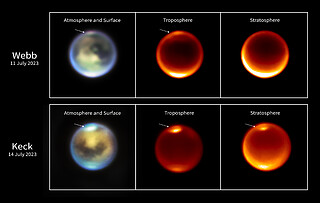 Titan (Webb and Keck image - 11 and 14 July 2023)