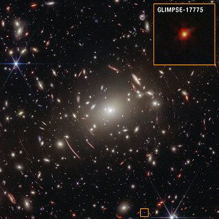 GLIMPSE-17775 in Abell S1063 (NIRCam image annotated)
