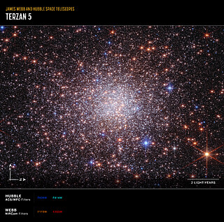 Bulge fossil fragment Terzan 5 (Webb and Hubble image annotated)