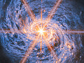 A beacon of light in swirls of dust