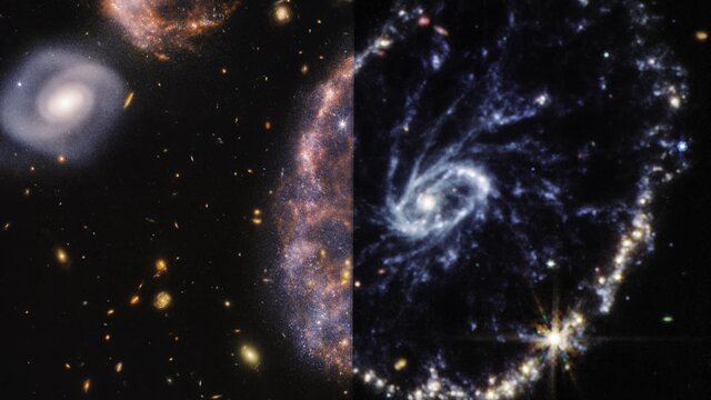 Webb Showcases the Cartwheel Galaxy (NIRCam and MIRI Composite Image + MIRI Image)
